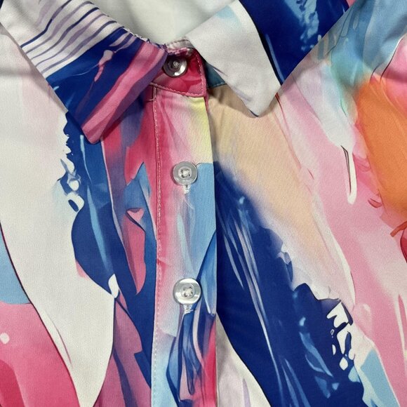 Acegolfs Polo Shirt Womens XL Multicolor Abstract Golf Stretch Short Sleeve - Picture 3 of 9